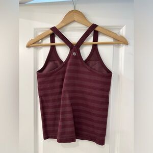 Burgundy Striped Lululemon Tank, Crop